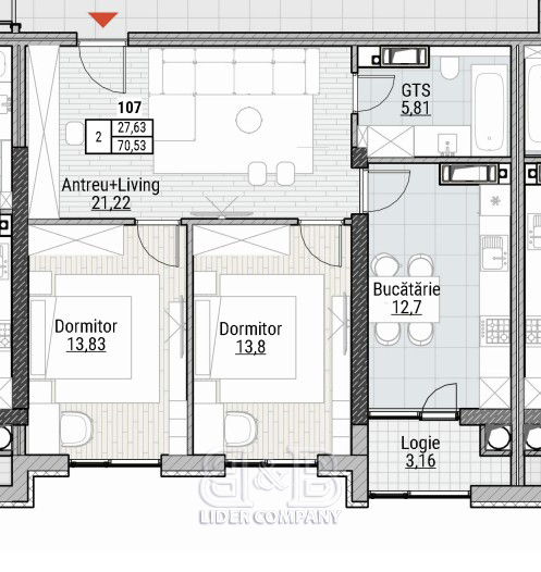 De vânzare apartament 70,53 mp – Colina Verde Residence, Durlesti