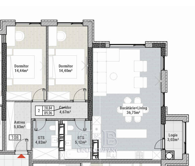 De vânzare apartament 89,06 mp – Colina Verde Residence, Durlesti