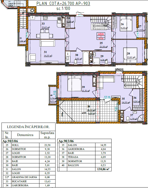 PENTHOUSE de Vânzare – 130,86 mp, Bloc A06 – Complex Cluj