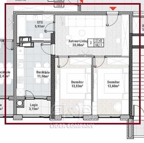 Apartament de vânzare – 68,11 mp, Durlești, str. Nicolae Dimo