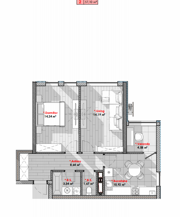 Se vinde apartament 57,10 mp, în complexul Solaris, sectorul Telecentru