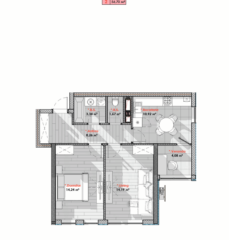 Se vinde apartament 56,70 mp, în complexul Solaris, sectorul Telecentru