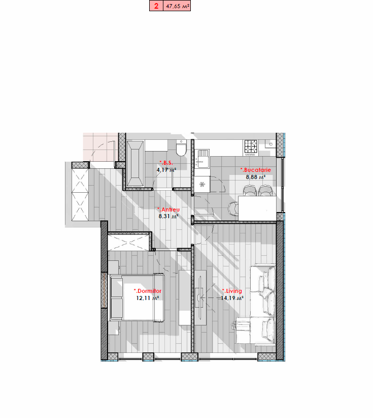 Se vinde apartament 47,65 mp, în complexul Solaris, sectorul Telecentru