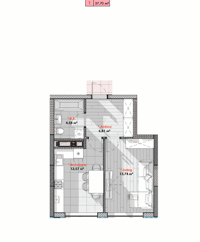 Se vinde apartament 37.70 mp, în complexul Solaris, sectorul Telecentru