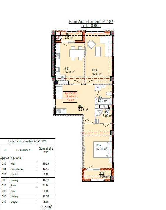 Apartament de vânzare, 73,2 mp. Complexul Cluj