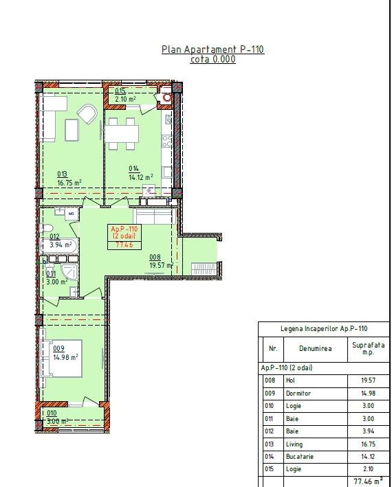 Apartament de vânzare – Complex Cluj, 77 mp