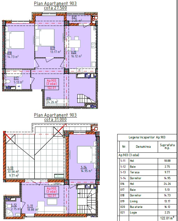 PENTHOUSE de vanzare – 122 mp, Bloc A02 – Complex Cluj