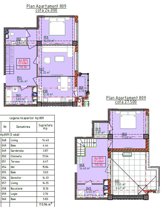 PENTHOUSE de vanzare – 113,96 mp, Bloc A02 – Complex Cluj