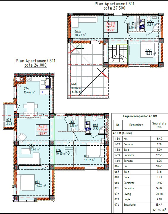 PENTHOUSE de vanzare – 125,97 mp, Bloc A02 – Complex Cluj