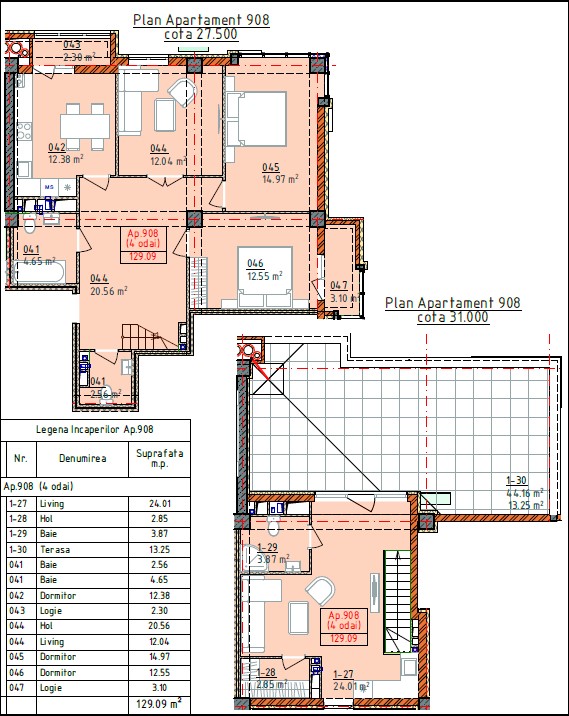 PENTHOUSE de VANZARE – 129,09 mp, Bloc A02 – Complex Cluj