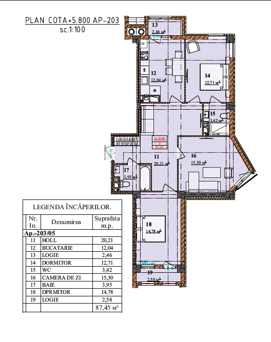Apartament de Vanzare – 87,45 mp, Bloc A05 – Complex Cluj