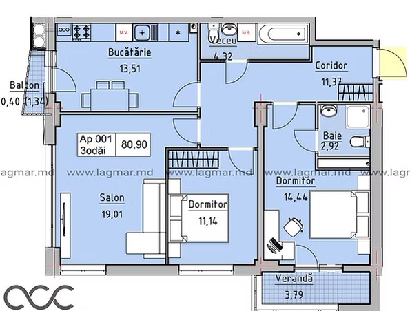 Apartament de vânzare – 80.90 mp, Bloc B05 – Complex Cluj