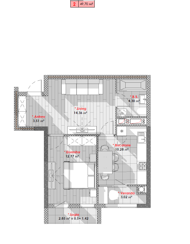 Se vinde apartament 49,70 mp, în complexul Solaris, sectorul Telecentru
