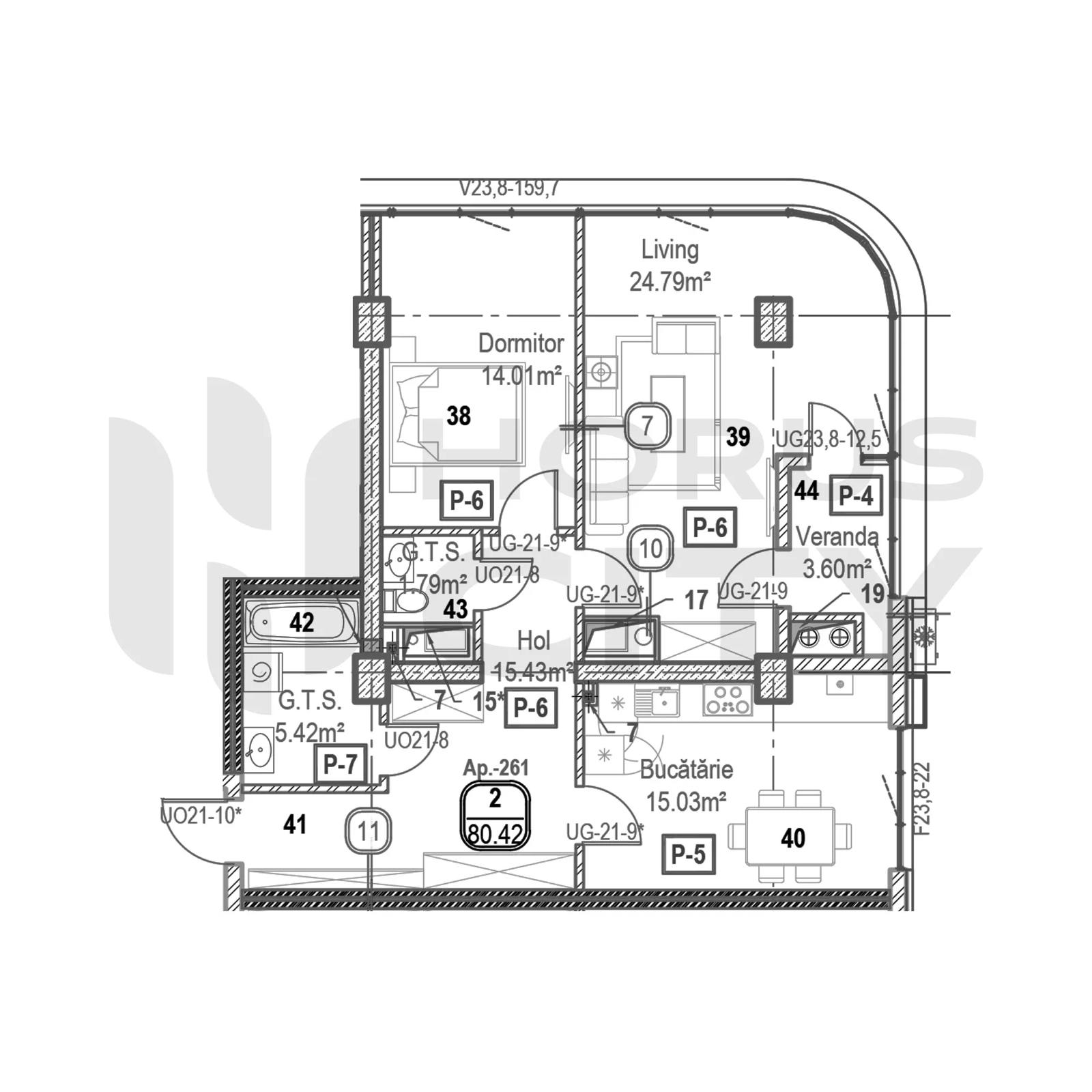 Vânzare apartament - 80.42 mp - complex Horus, sector Râșcani