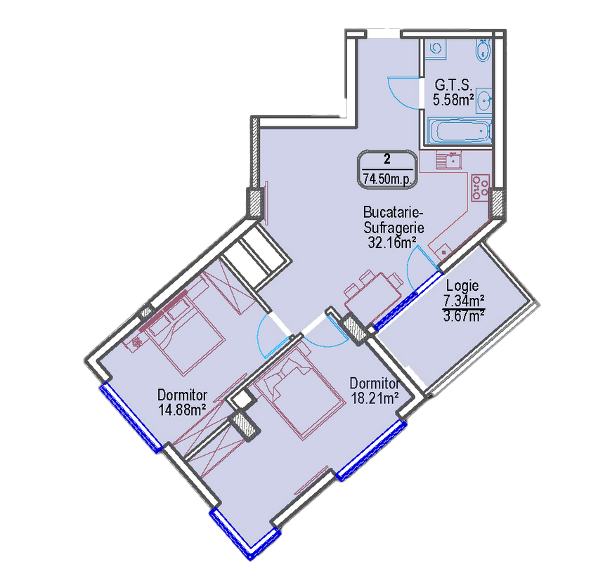 Apartament Exclusiv 74,1 mp , Durlești , complex Premium UPTown