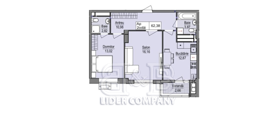 Apartament de vânzare 2 camere+living, 62,3 mp – Bloc A09, Complex Cluj