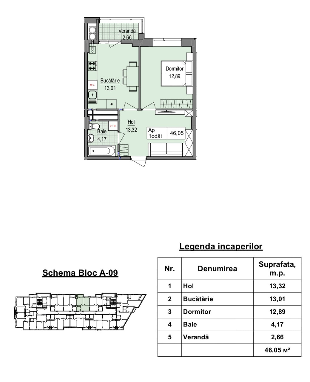 Apartament de Vânzare – 46,7 mp | Bloc A09, Cartierul Cluj, Poșta Veche
