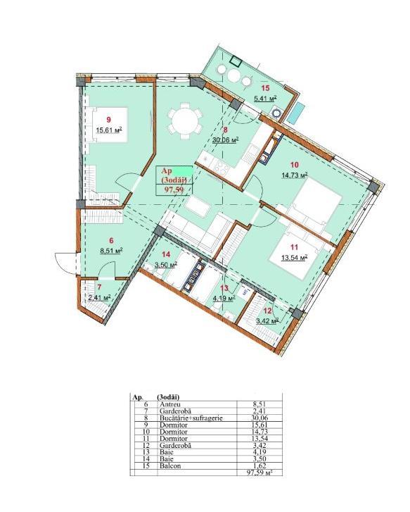 Apartament cu 3 camere de vânzare – Complex Grenoble Residence, sectorul Botanica