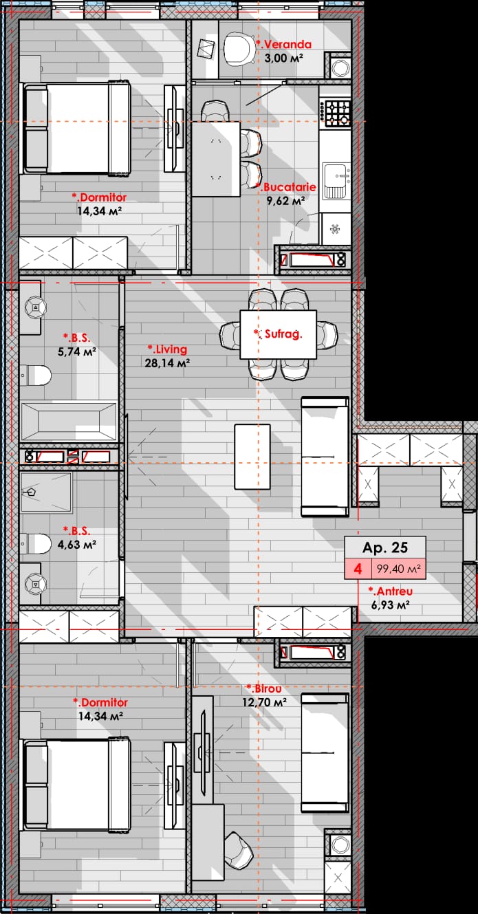 Vânzare Apartament 4 Camere, 99.42 mp – Complex Smart Home, Râșcani