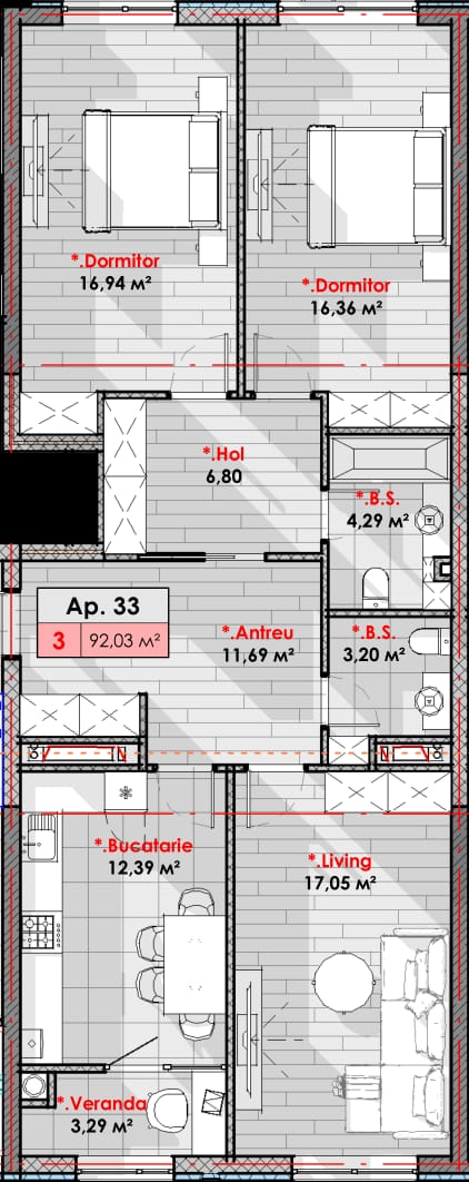 Vânzare Apartament 3 Camere, 92.03 mp – Complex Smart Home, Râșcani