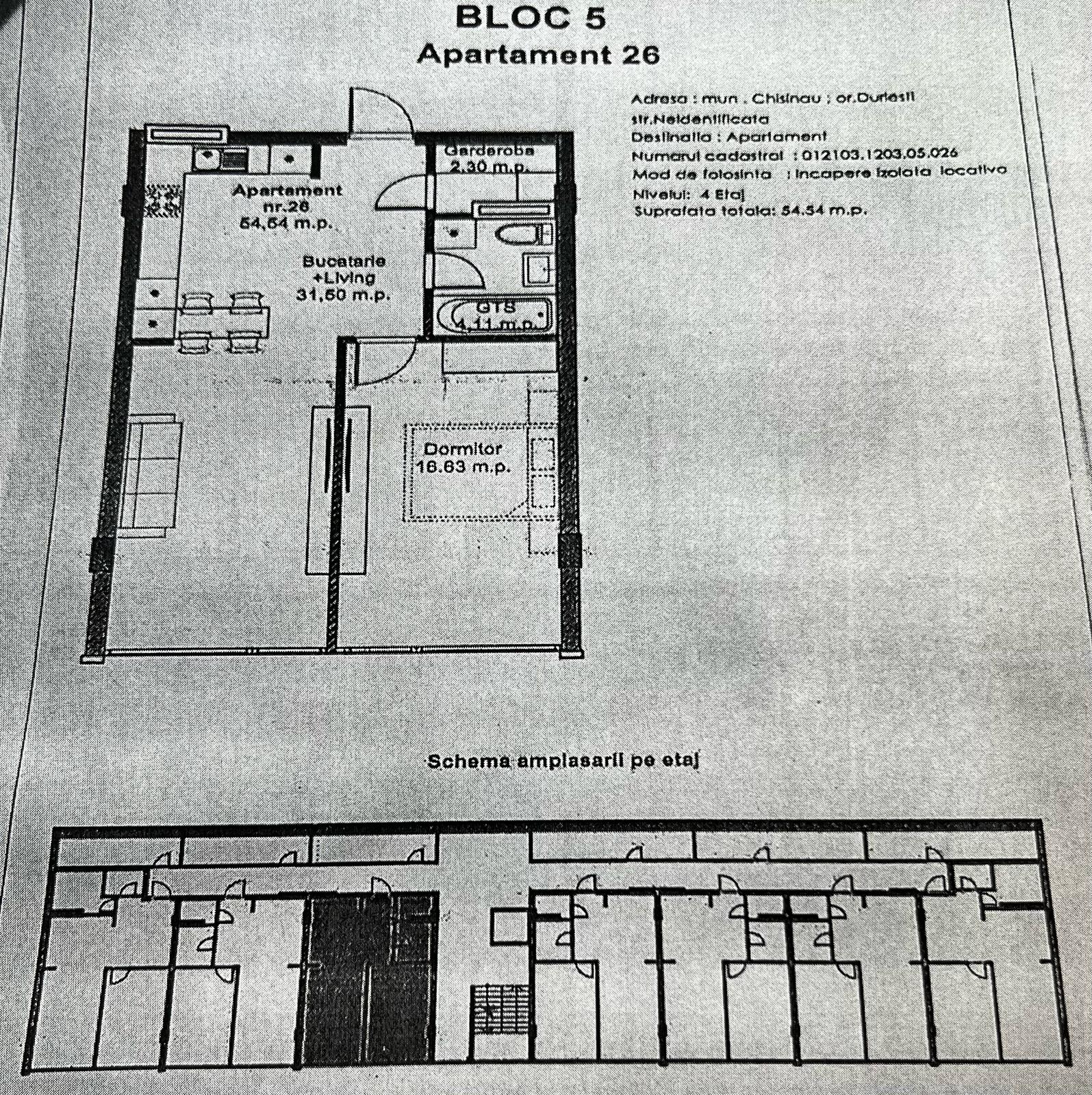 Vanzare Apartament 54,54 m² – Complex Hora Village, Buiucani.